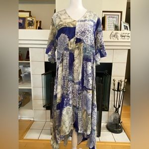 Evans Val Crinkle Maxi Dress – Blue Tile, Size 20